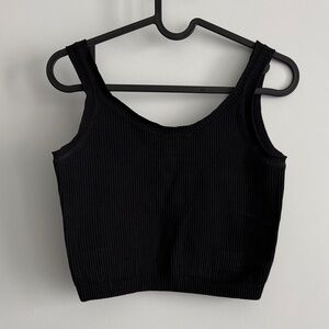 Chic Black Ribbed Crop Top
